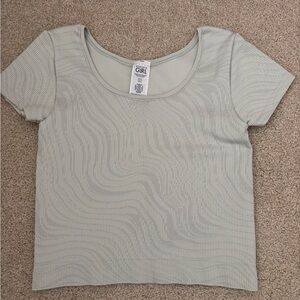 Athleta girl rise about rib cropped tee size XL 14. Pale green. Short sleeve